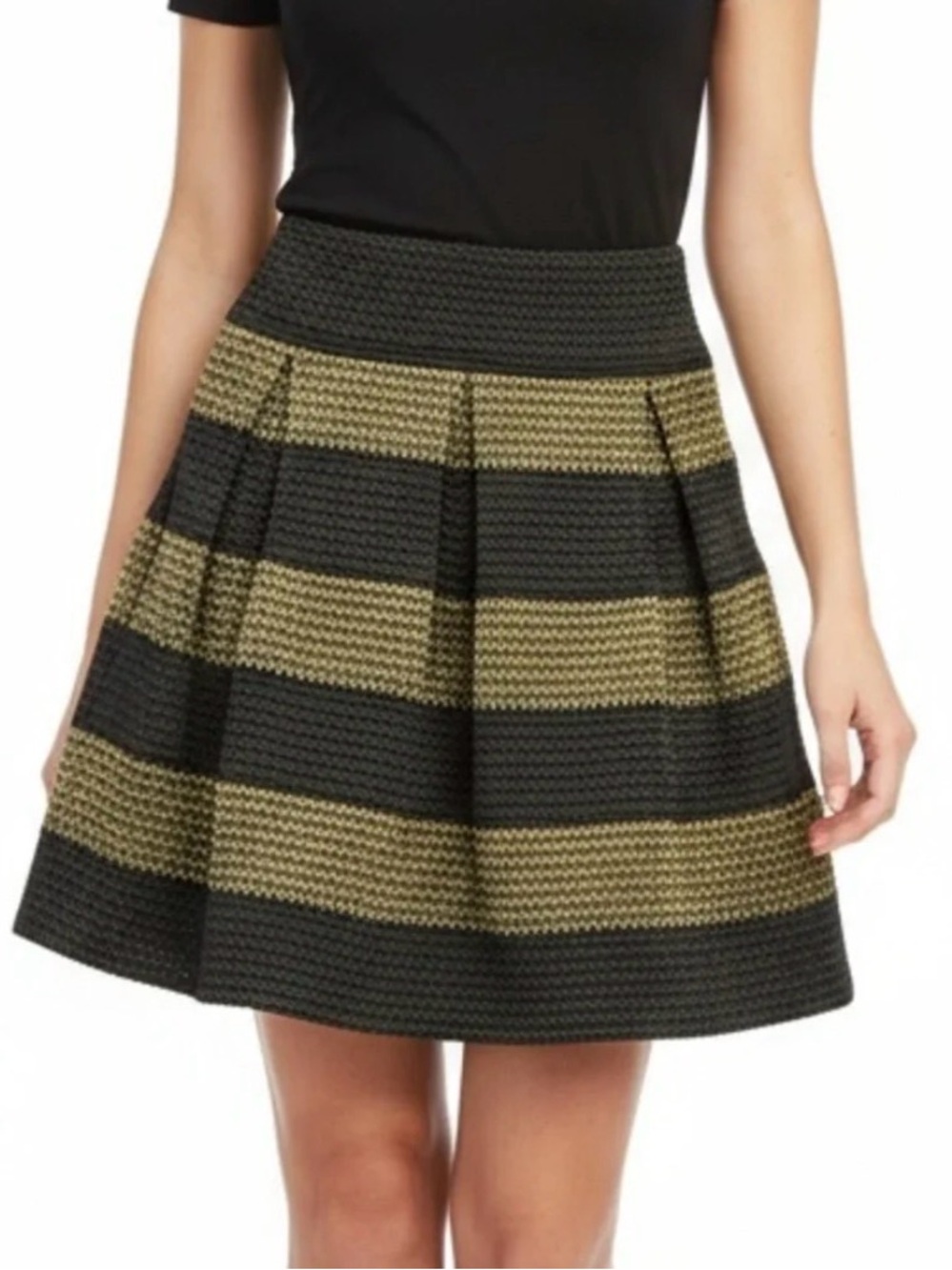 Xhilaration Black and Gold Striped Circle Skirt Women's Size XL